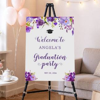Ultra Violet Purple Floral Graduation Party Foam Board