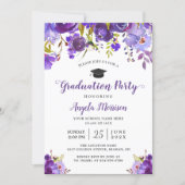 Ultra Violet Purple Floral Graduation Party Invitation (Front)