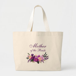 Ultra Violet Purple Floral Mother of the Bride Large Tote Bag
