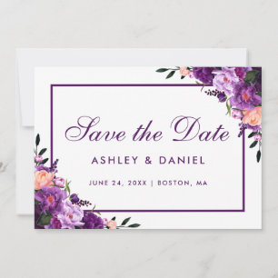 Ultra Violet Purple Floral Save The Date PFV