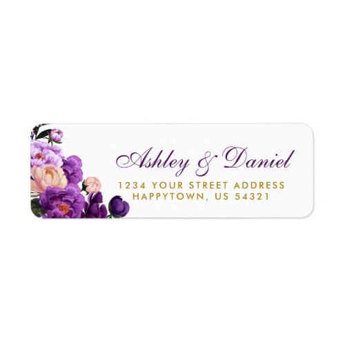 Ultra Violet Purple Floral Watercolor Wedding G Label