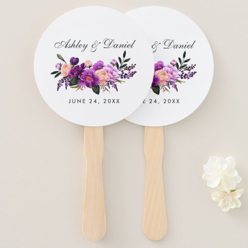 Ultra Violet Purple Floral Wedding Hand Fan