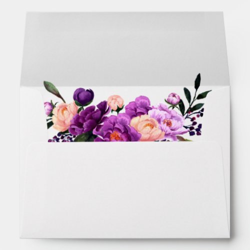 Ultra Violet Purple Floral Wedding Invitation Envelope