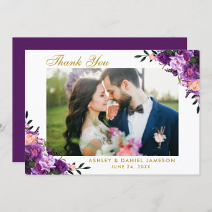 Ultra Violet Purple Floral Wedding Thank You GP