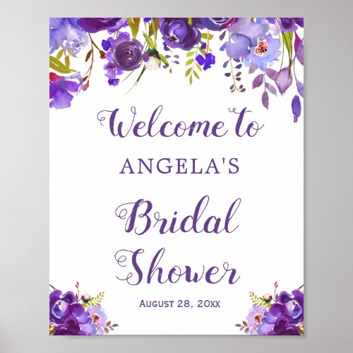 Ultra Violet Purple Floral Welcome Wedding Sign - Create your own Wedding Sign with this "Ultra Violet Purple Floral Welcome Poster" template to match your wedding colors and style. This high-quality design is easy to personalize to be uniquely yours! 
(1) The default size is 8 x 10 inches, you can change it to any size. 
(2) For further customization, please click the "customize further" link and use our design tool to modify this template. 
(3) If you need help or matching items, please contact me.