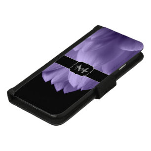 Ultra violet purple flower petals black Monogram iPhone 8/7 Wallet Case