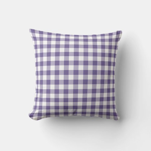 Ultra Violet Purple Gingham Pattern Checkered Outdoor Pillow