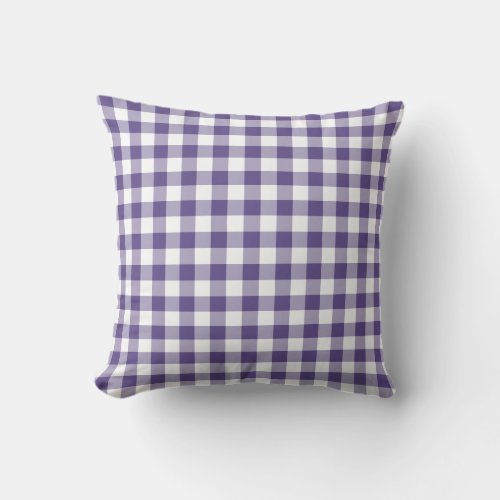 Ultra Violet Purple Gingham Pattern Throw Pillow