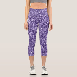 Ultra violet purple glitter sparkles capri leggings
