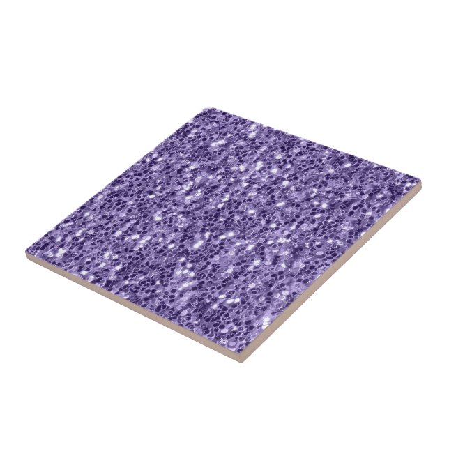 Ultra violet purple glitter sparkles ceramic tile (Side)