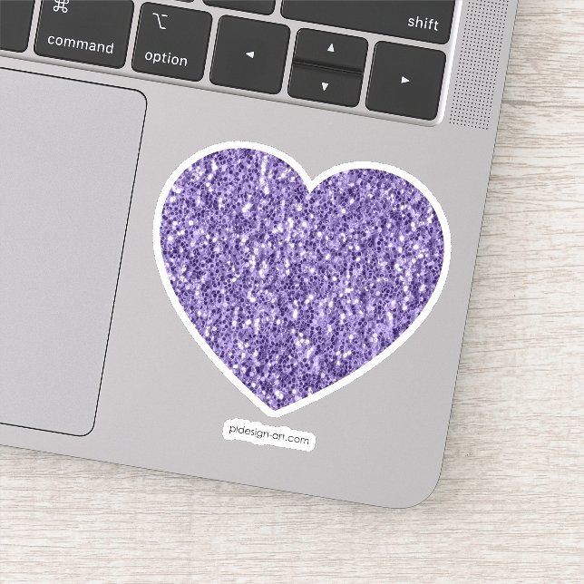 Ultra violet purple glitter sparkles heart sticker (Detail)