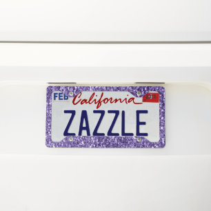 Ultra violet purple glitter sparkles license plate frame