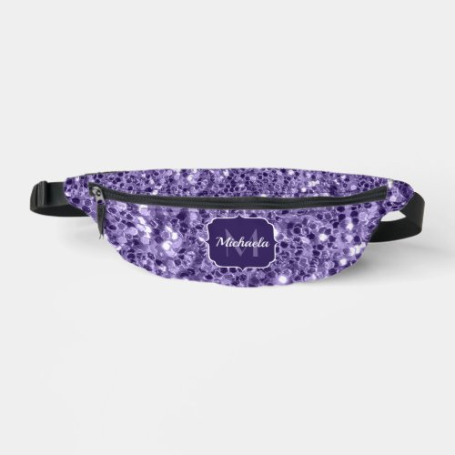 Ultra violet purple glitter sparkles Monogram Fanny Pack