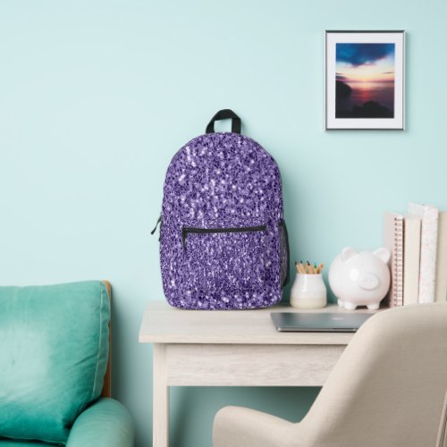 Ultra violet purple glitter sparkles printed backpack