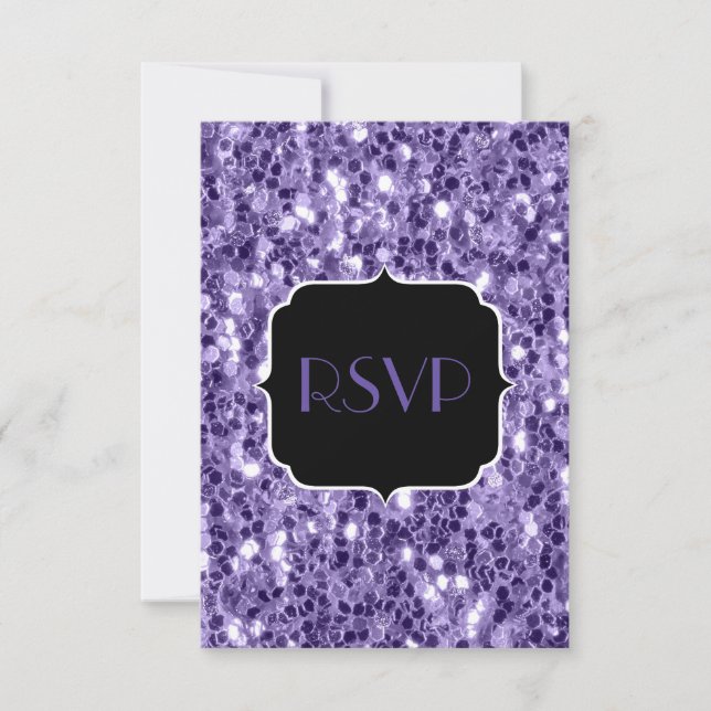 Ultra violet purple glitter sparkles Sweet 16 RSVP Card (Front)
