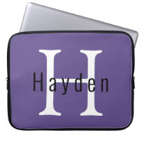 Ultra Violet Purple Modern Custom Monogram Laptop Sleeve