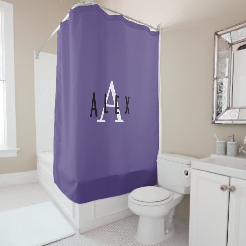 Ultra Violet Purple Modern Custom Monogram Shower Curtain