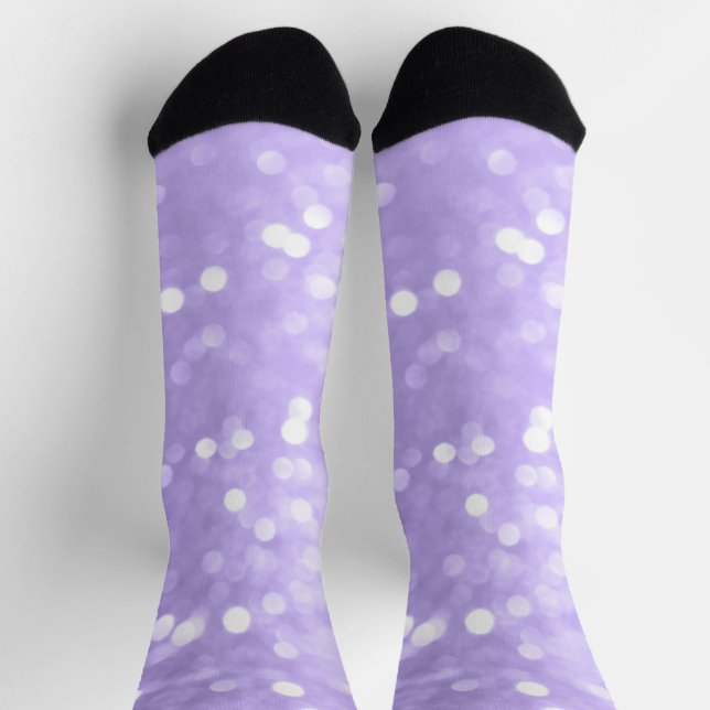 Ultra violet purple sparkly bokeh Abstract Socks (Top)