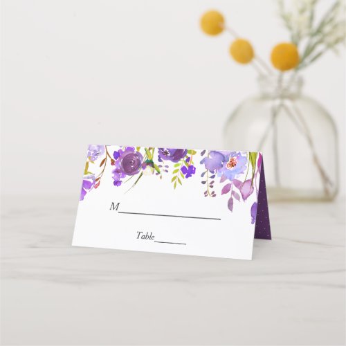 Ultra Violet Purple Watercolor Floral Wedding Place Card - Ultra Violet Purple Watercolor Floral Wedding Place card.