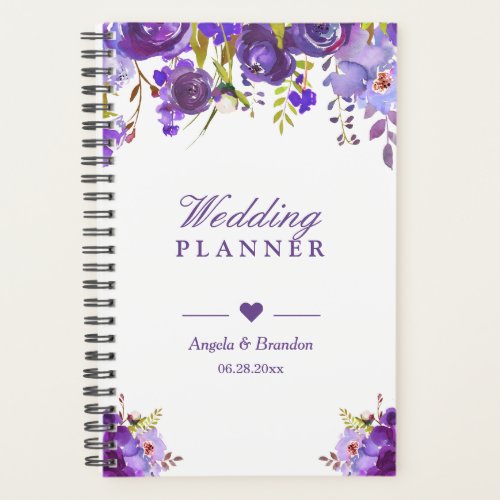 Ultra Violet Purple Watercolor Floral Wedding Planner - Ultra Violet Purple Watercolor Floral Wedding Planner.