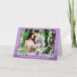 Ultra Violet Purple Wedding Love and Thanks Fold Thank You Card
