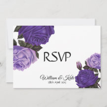 Ultra violet Roses double sided Wedding RSVP