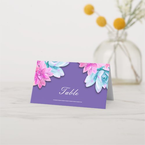 Ultra Violet Succulents Modern Fiesta Table Number Place Card