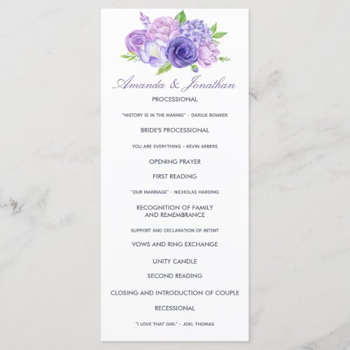 Ultra Violet Themed Floral Wedding Program