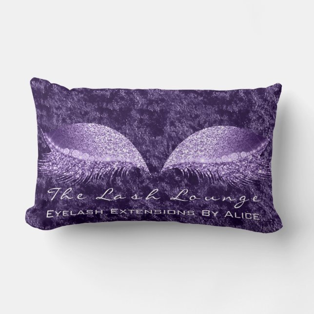 Ultra Violet Velvet Glitter Makeup Lashes Beauty Lumbar Pillow (Front)