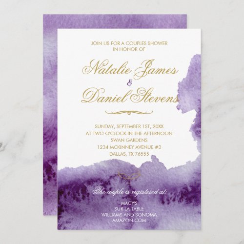 Ultra Violet Watercolor Couples Shower Invitation