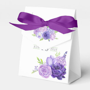 Ultra Violet Watercolor Floral Baby Shower Favor Boxes