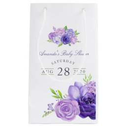 Ultra Violet Watercolor Floral Baby Shower Small Gift Bag