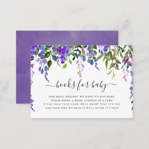 Ultra Violet Watercolor Floral Books for Baby Enclosure Card