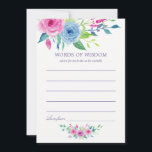 Ultra Violet Watercolor Floral Bridal Mom Advice<br><div class="desc">Hand painted watercolor roses bridal shower words of wisdom cards featuring color of the year 2018 ultra violet with shades of blue and pink.</div>