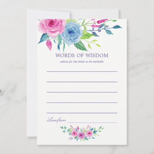 Ultra Violet Watercolor Floral Bridal Mom Advice