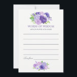 Ultra Violet Watercolor Floral Bridal Mom Advice<br><div class="desc">Watercolor floral bridal shower words of wisdom cards featuring color of the year 2018 ultra violet with compatible shades of purple. Flowers include hydrangea,  lavender,  peonies and roses.</div>