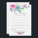 Ultra Violet Watercolor Floral Bridal Mom Advice Card<br><div class="desc">Hand painted watercolor roses bridal shower words of wisdom cards featuring color of the year 2018 ultra violet with shades of blue and pink.</div>