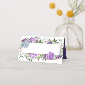 Ultra Violet Watercolor Floral Frame Place Cards by dmboyce at Zazzle