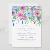 Ultra Violet Watercolor Floral Graduation Party Invitation (Front)