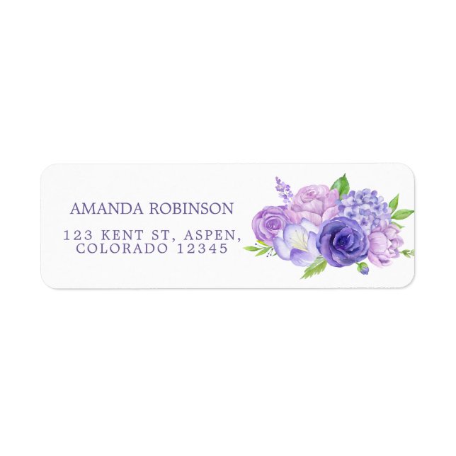 Ultra Violet Watercolor Floral Label (Front)