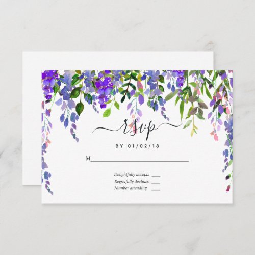 Ultra Violet Watercolor Floral RSVP Card