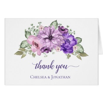 Ultra Violet Watercolor Floral Thank You Cards by dmboyce at Zazzle