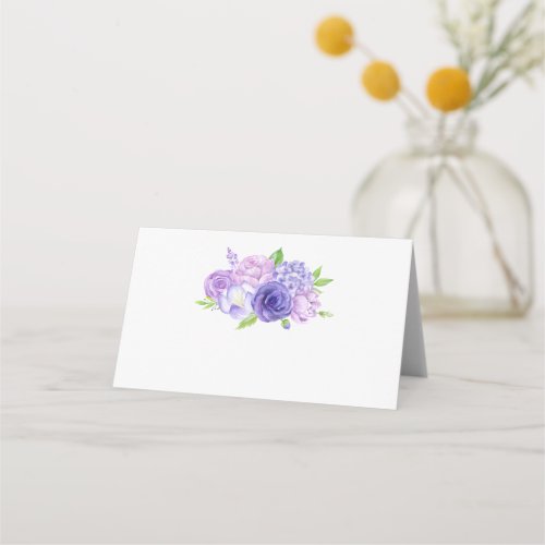 Ultra Violet Watercolor Floral Wedding Place Card