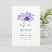 Ultra Violet Watercolor Floral Wedding Update Invitation (Standing Front)
