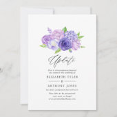 Ultra Violet Watercolor Floral Wedding Update Invitation (Front)