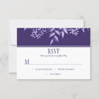 Ultra Violet Watercolor Leaf Pattern RSVP Card