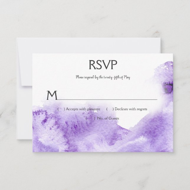 Ultra Violet Watercolor Splash RSVP (Front)