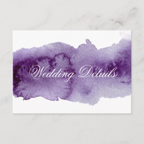 Ultra Violet Watercolor Wedding Details Enclosure Card