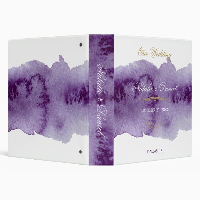 Ultra Violet Watercolor Wedding Planner/Album 3 Ring Binder (Background)