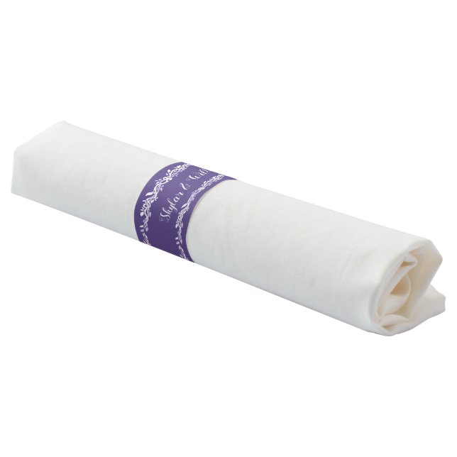 Ultra Violet Wedding Simple Pretty Custom Text Napkin Bands (Angled)
